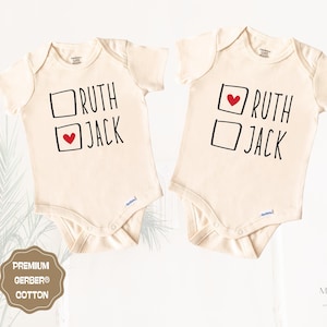 Baby Name Twin Onesie® Set – Funny Best Friends Matching Outfits, Cute Best Friend Twin Shirts