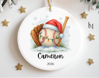 Baseball Player Ornament 2026 Personalized Jersey Number Christmas Keepsake, Custom Baseball Gift for Player, Coach, or Team