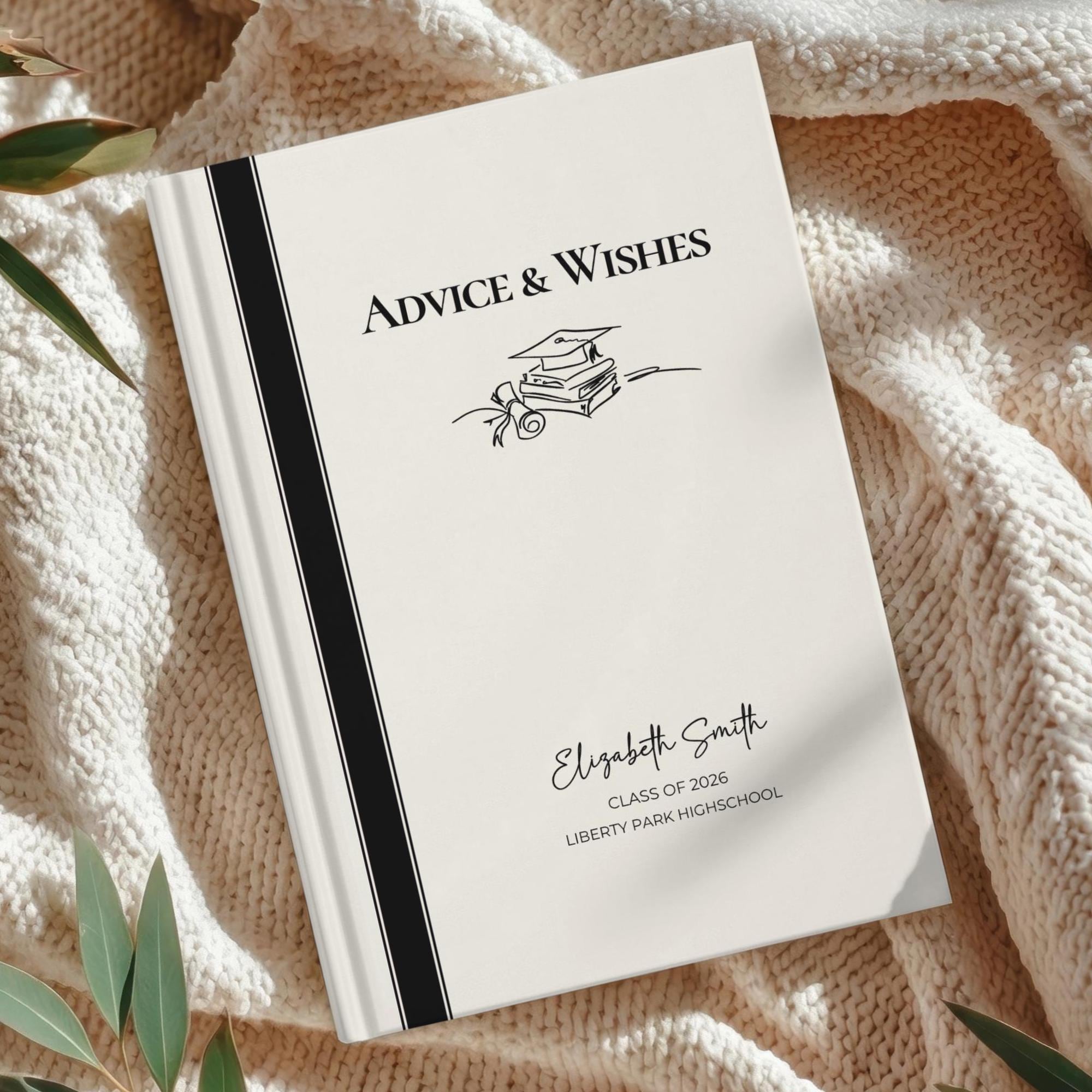 Graduation Advice and Wishes Book, Class of 2026 Guest Book, Personalized Graduate Memory Keepsake Journal for Him or Her