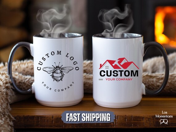 Custom Logo Mug Personalized Business Coffee Cup, Company Branding Drinkware, Promotional Office Gift with Custom Printed Design