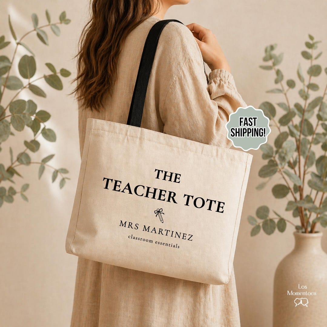 Personalized Teacher Tote Bag Custom Teacher Name Bag the Teacher Tote ...