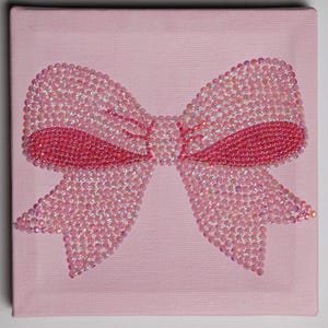 Pink Bow - Rhinestone Canvas Art - Etsy