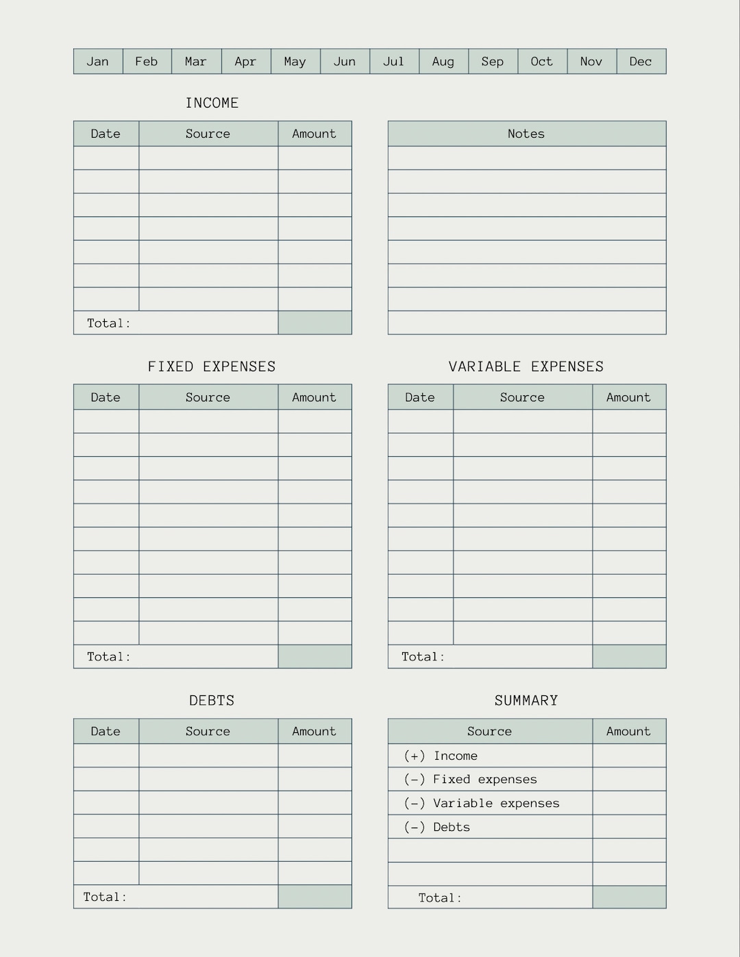 Budget Template Etsy Budget Template Etsy