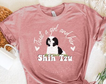 Shih Tzu Lover Shirt, Gift for Shih Tzu Owner, Just a Girl And Her Shih Tzu Tshirt, Dog Lover Tee, Dog Walker T-shirt