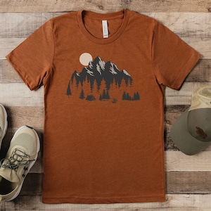 Mountain Graphic Tee, Camp Tee, Camping TShirt, Men&#39;s Mountain TShirt, Outdoors T-Shirt - Environmental Shirt, Nature Shirt, Hiking Shirt