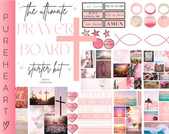 Printable Prayer Board Kit, Christian Vision Board, Wall Collage, Bible Verses, Instant Download Printable Mood Board, Daily Devotion Plan