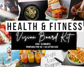 Printable Health & Fitness Vision Board, Mood Board For Women, Vision Board Kit, Weight Loss Visual Plan, Manifest Fitness Goals,Dream Board