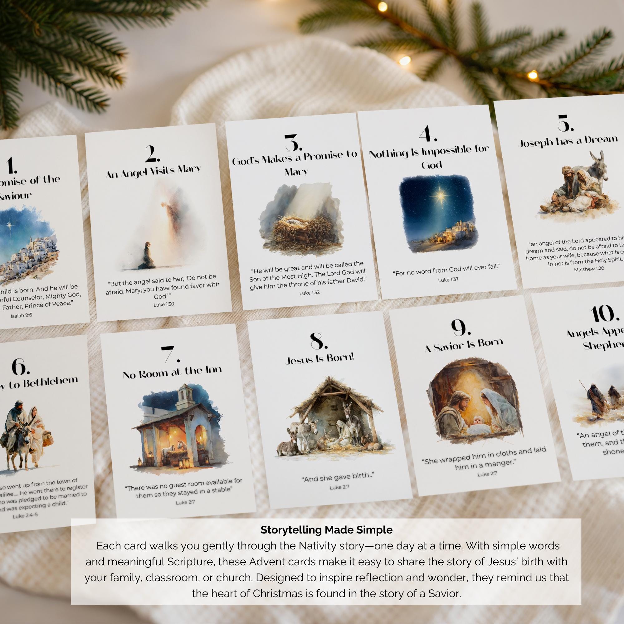 Christian Advent Calendar Cards, Christmas Nativity Story for Kids ...