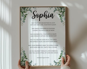 Custom Baptism Gift Girl, Personalized PRINTABLE Baby gift, Baby Girl Gift, Nursery Wall Art, Godchild Baptism Sign Dedication Gift,