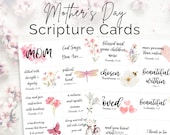 Printable Mother's Day Scripture Cards, Set of 12 Bible Memory Verse, Pretty Gift For Christian Mom, Proverbs 31 Woman, Scripture Verse Card
