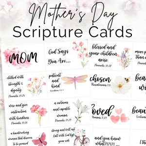 Cartões com versículos bíblicos para imprimir para o Dia das Mães, conjunto com 12 versículos bíblicos para memorizar, lindo presente para mãe cristã, Provérbios 31 para mulheres, cartão com versículo bíblico