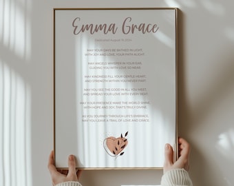 Personalized Baptism Girl Gift Printable, Baby Dedication Sign, Baby Girl Gift, Nursery Wall Art, Godchild Custom Gift, Nursery Decor, Poem