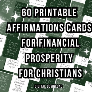 60 tarjetas de afirmación cristiana para el éxito financiero, baraja de cartas con mentalidad para ganar dinero, tarjetas imprimibles inspiradas en Dios para vivir adinerados y conscientes