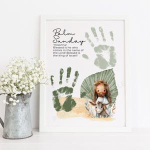 Palm Sunday Handprint Art Craft, Printable Palm Sunday Lent Craft, Easter Story Sunday School Activity, Toddlers Kids Bible Lesson Activity