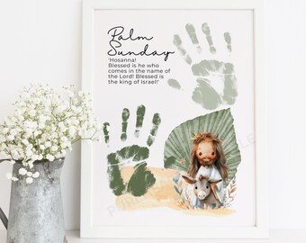 Palm Sunday Handprint Art Craft, Printable Palm Sunday Lent Craft, Easter Story Sunday School Activity, Toddlers Kids Bible Lesson Activity