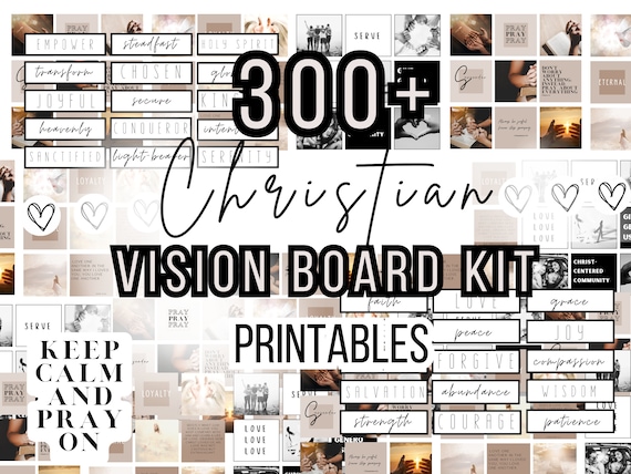 Christian Vision Board Printables - 300+ Beautiful Images, Spiritual Phrases, and Bible Verses | A4 and US Letter Size PDF Instant Download