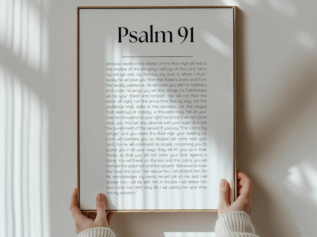 Psalm 91 Bible Verse Wall Art Print, Modern Christian Scripture Poster ...
