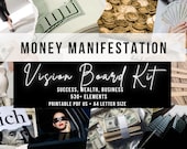 Printable Vision Board Kit To Manifest Money, Good Business, & Wealth, Fincianal Freedom Mood Board, Inspiring Abundance, Law Attraction