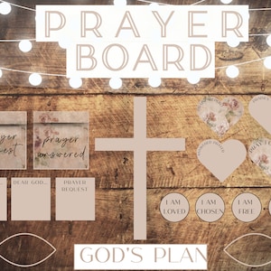 Afdrukbare gebedsbordkit, vision board gebedskit voor christenen, spirituele boardkit, gebedskaarten, christelijke muurcollagekit,