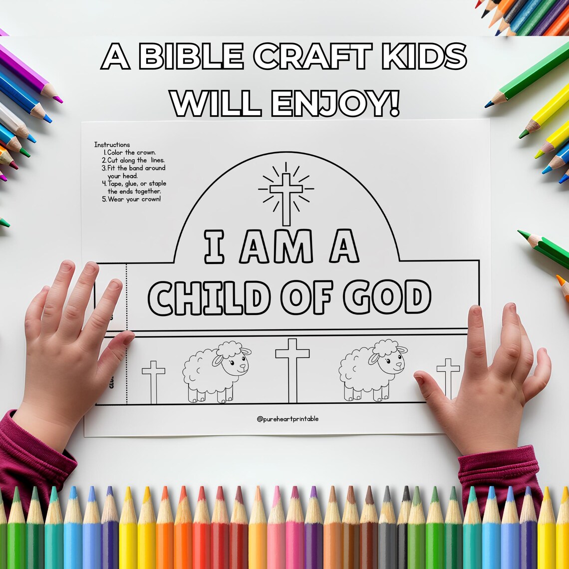 I Am A Child of God Craft, Printable Sunday School Craft, Paper Crown ...