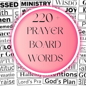 Prayer Board Printable, Christian Vision Board Words, Daily Prayer Board, Prayer Board Headings & Words, Fear Over Faith, Faith Vision Kit