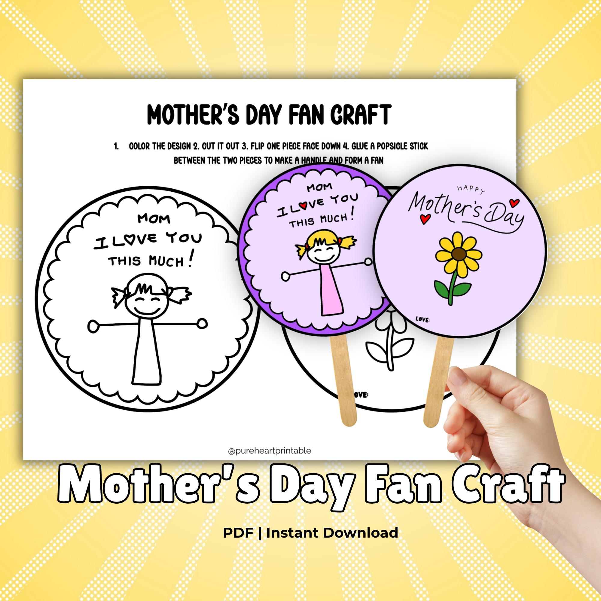 43 Dive into Fun with These Easy Popsicle Stick Crafts for Kids 34 Mother's Day Fan Craft, Stick Figure People Coloring Craft, Mom…
