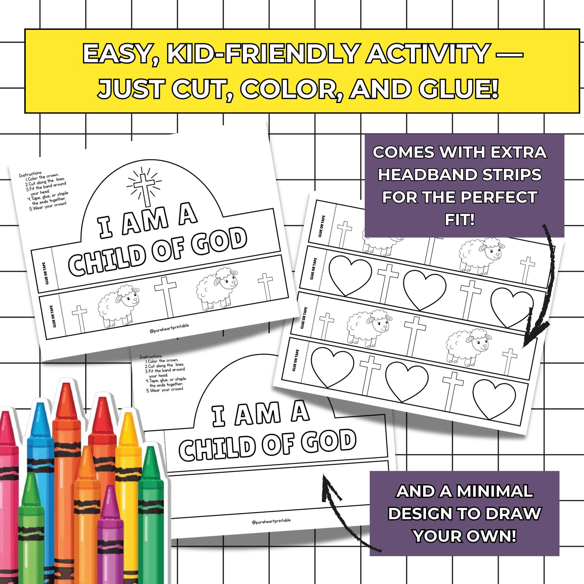 I Am A Child of God Craft, Printable Sunday School Craft, Paper Crown ...