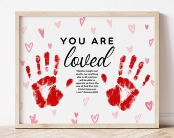 Christian Valentines Day Handprint Printable, Toddler Preschool Church Craft, Sunday School Bible Verse Activity, Bible Verse Keepsake Gift