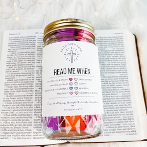 Pot de versets bibliques LSG, kit de pots bibliques DIY, pot de versets bibliques NIV pour les sentiments et les émotions, cadeau d'anniversaire chrétien, cadeau lisez-moi quand