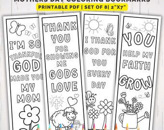 Christliche Muttertags-Lesezeichen zum Ausmalen für Kinder, Sonntagsschulhandwerk, Muttertagsbibelaktivität, christliche Mutter Malseiten