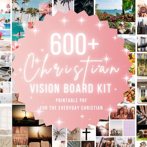 Christian Vision Board Kit - 600+ schöne Bilder, Schrift, Bibelverse, Zitate, Prayer Board Kit Fotos, PDF druckbar, Mood Board Kit