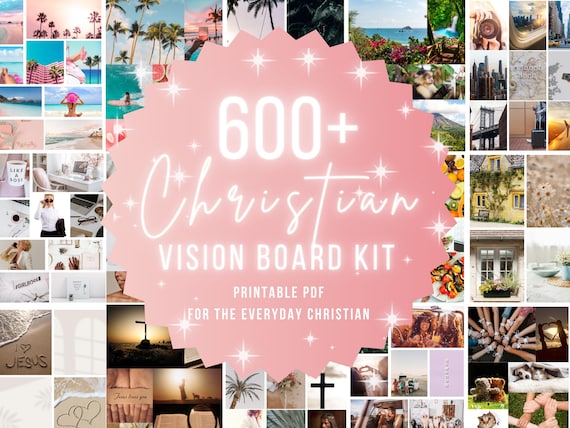 Christian Vision Board Kit - 600+ Beautiful Images, Scripture, Bible Verses, Quotes, Prayer Board Kit Photos, PDF Printable, Mood Board Kit
