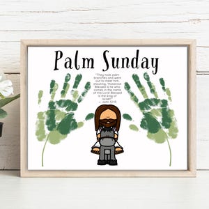 Palm Sunday Handprint Art Craft, Printable Palm Sunday Lent Craft, Easter Story Sunday School Activity, Toddlers Kids Bible Lesson Activity,
