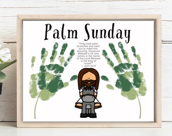 Palm Sunday Handprint Art Craft, Printable Palm Sunday Lent Craft, Easter Story Sunday School Activity, Toddlers Kids Bible Lesson Activity,
