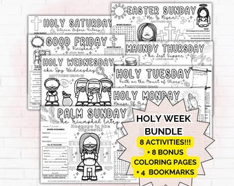 Easter Story Activity Placemats, Holy Week Bundle, Lent Season Coloring Pages, Printable Kids Activity for Sunday School or Homeschooling