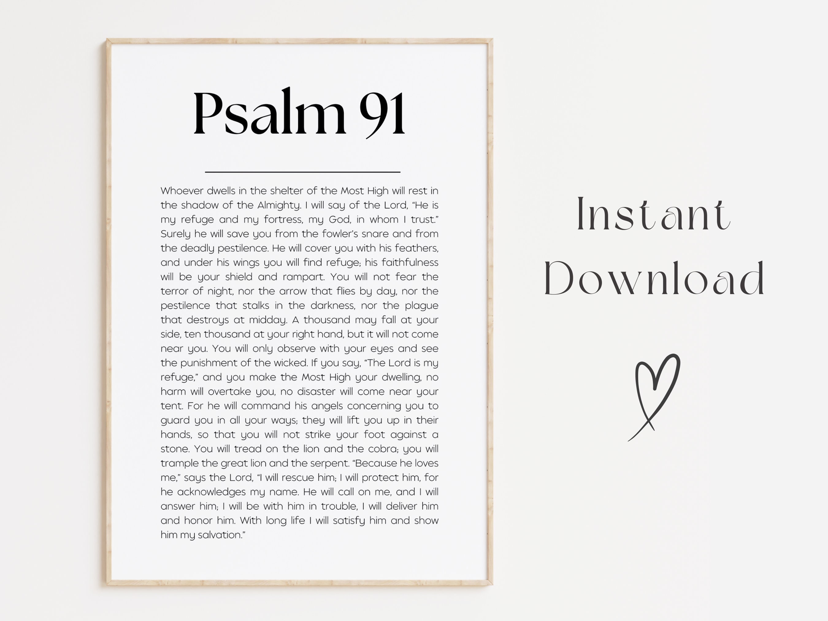 Psalm 91 Bible Verse Wall Art Print, Modern Christian Scripture Poster ...