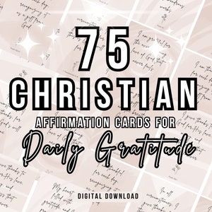 75 carte scritturali di affermazione incoraggianti stampabili per la gratitudine divina quotidiana, carte con versetti della Bibbia, carte scritturali di affermazione cristiana