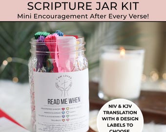 DIY Bible Verse Jar Printable, Scripture Jar For Mom, Bible Verses for Emotions Feelings, Mom Read Me When Jar, Prayer Gift For Christians