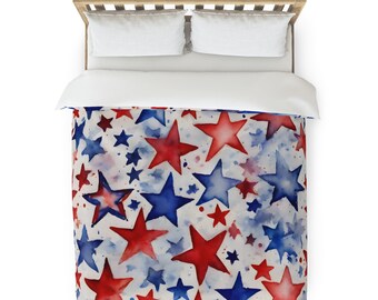 Red White and Blue Stars Duvet Cover