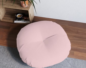 Pink Boho Flowers Tufted Floor Pillow, Round