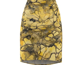 Yellow Camo Women's Pencil Skirt (AOP)