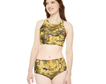 Yellow Camo Sporty Bikini Set