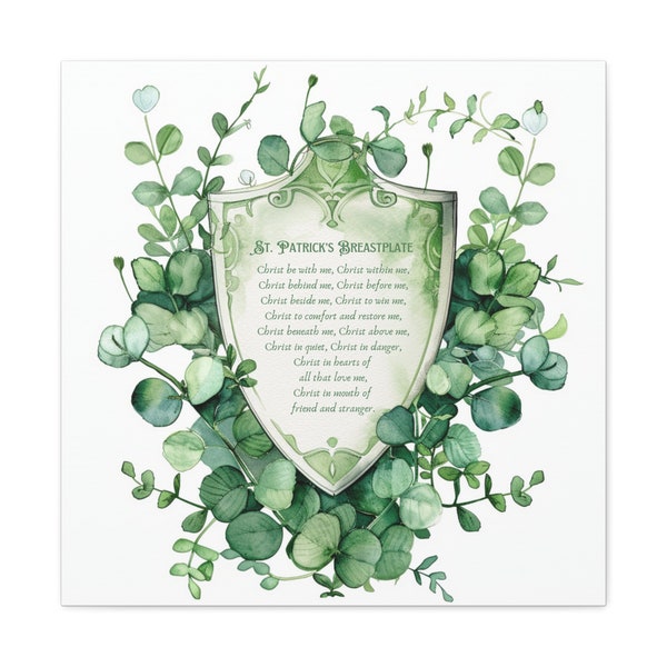 St. Patrick's Breastplate Canvas Wall Art, St. Patrick's Day, Christian Gift, St. Patty's, Catholic Gift, "Christ be with me"