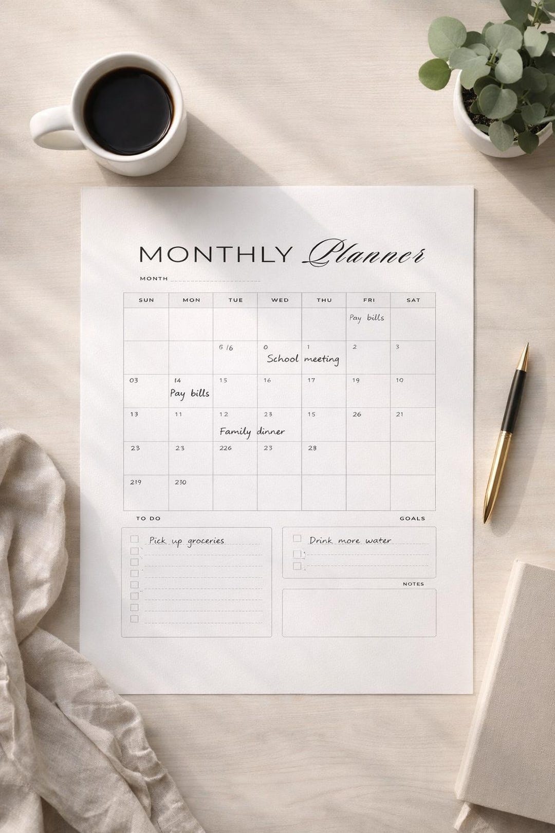 Monthly Goals Planner Printable | Large Print Goal Planning PDF - Etsy