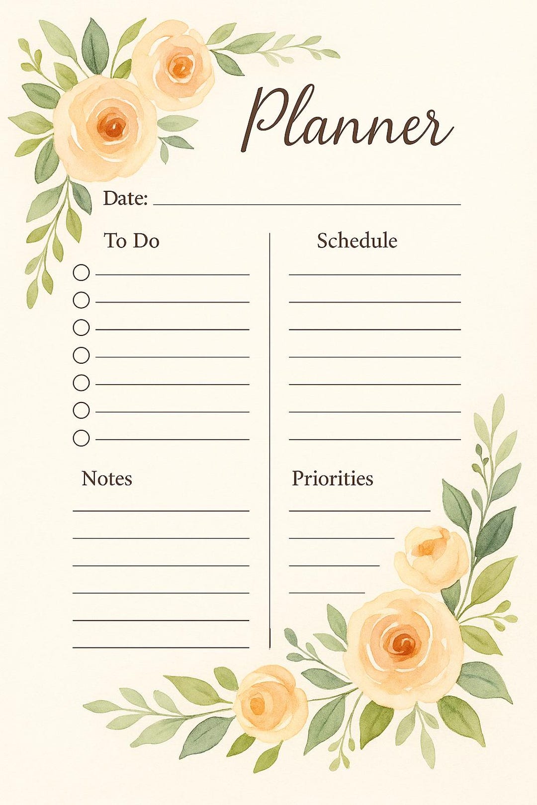 Floral Digital Planner Page | Printable Daily Planner Template | Soft ...