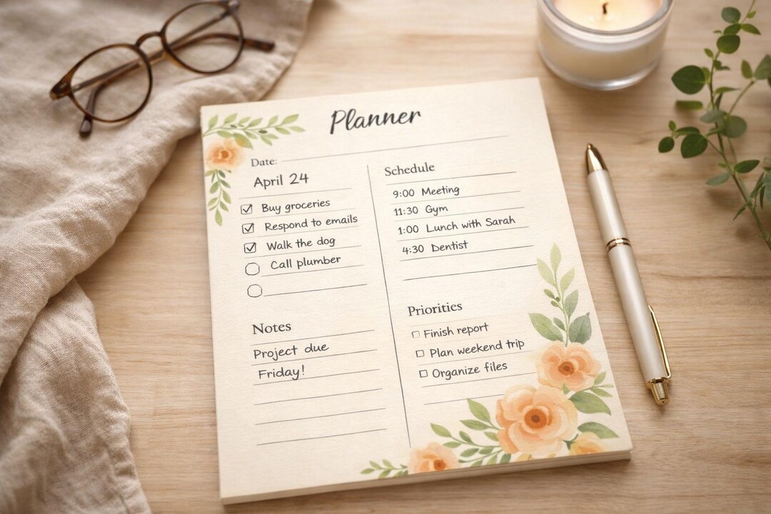 Floral Daily Planner Printable | One Page Planner With to Do List and ...