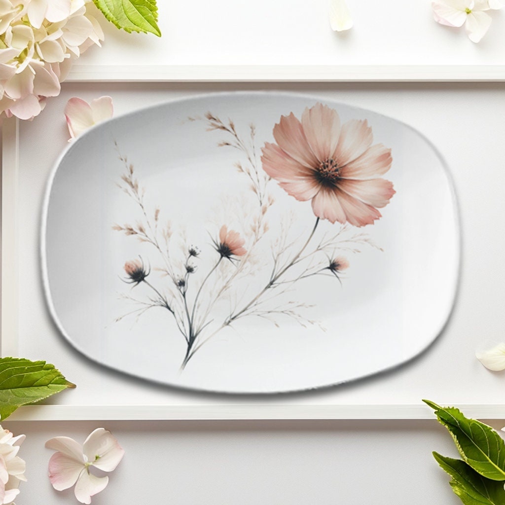 Floral Platter Mockup: Customizable PSD File (Digital Download)