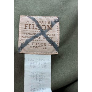 Filson Olive Green Shelter Cloth Shorts Hiking Fishing 7" Inseam Style 576 Sz 42 image 6