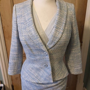 Hemelsblauw tweed pak