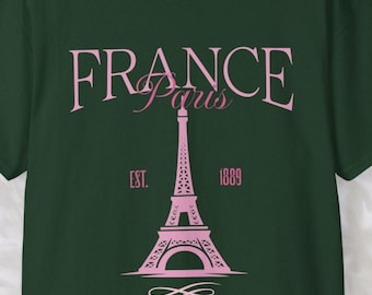 Paris France, Eiffel Tower Graphic Print, Unisex Cotton Tee, Travel Shirt